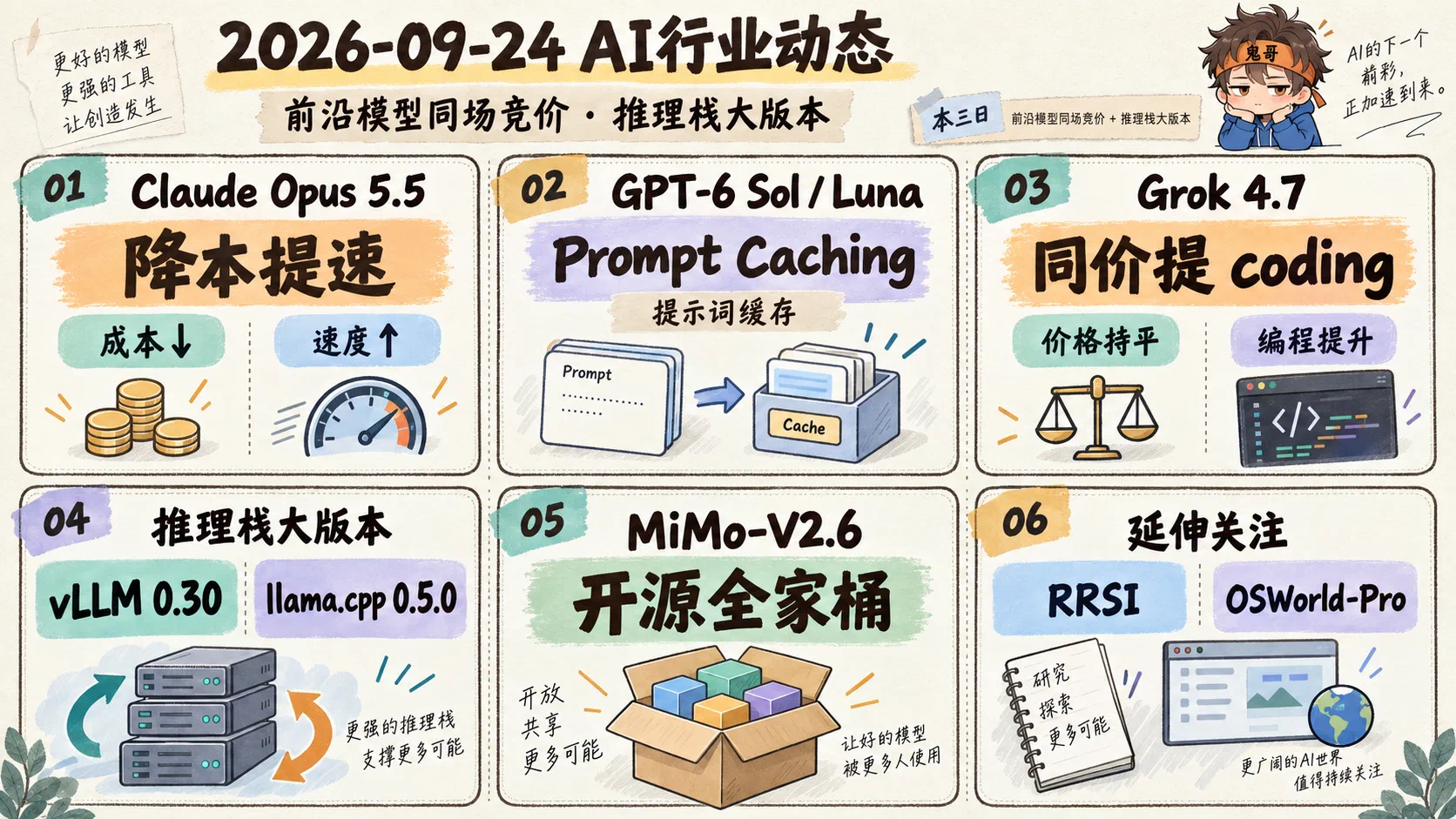 2026-09-24 AI行业动态信息图：前沿模型竞价、推理栈与开源系列