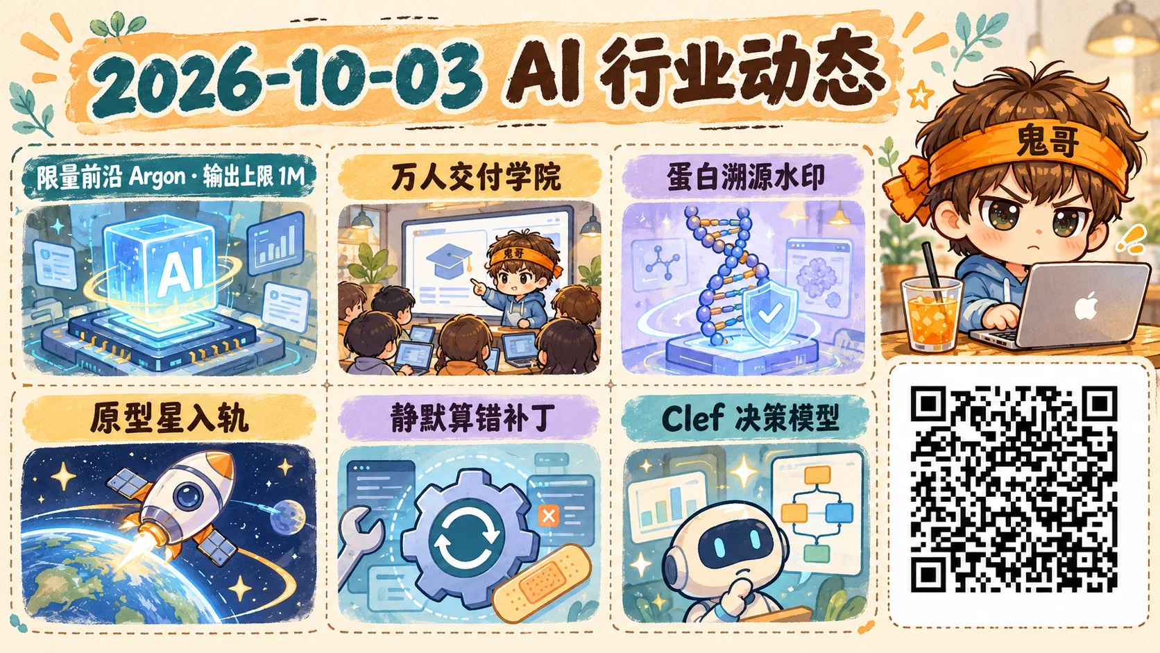 2026-10-03 AI行业动态信息图：限量前沿 Argon、交付学院、蛋白溯源与推理决策栈
