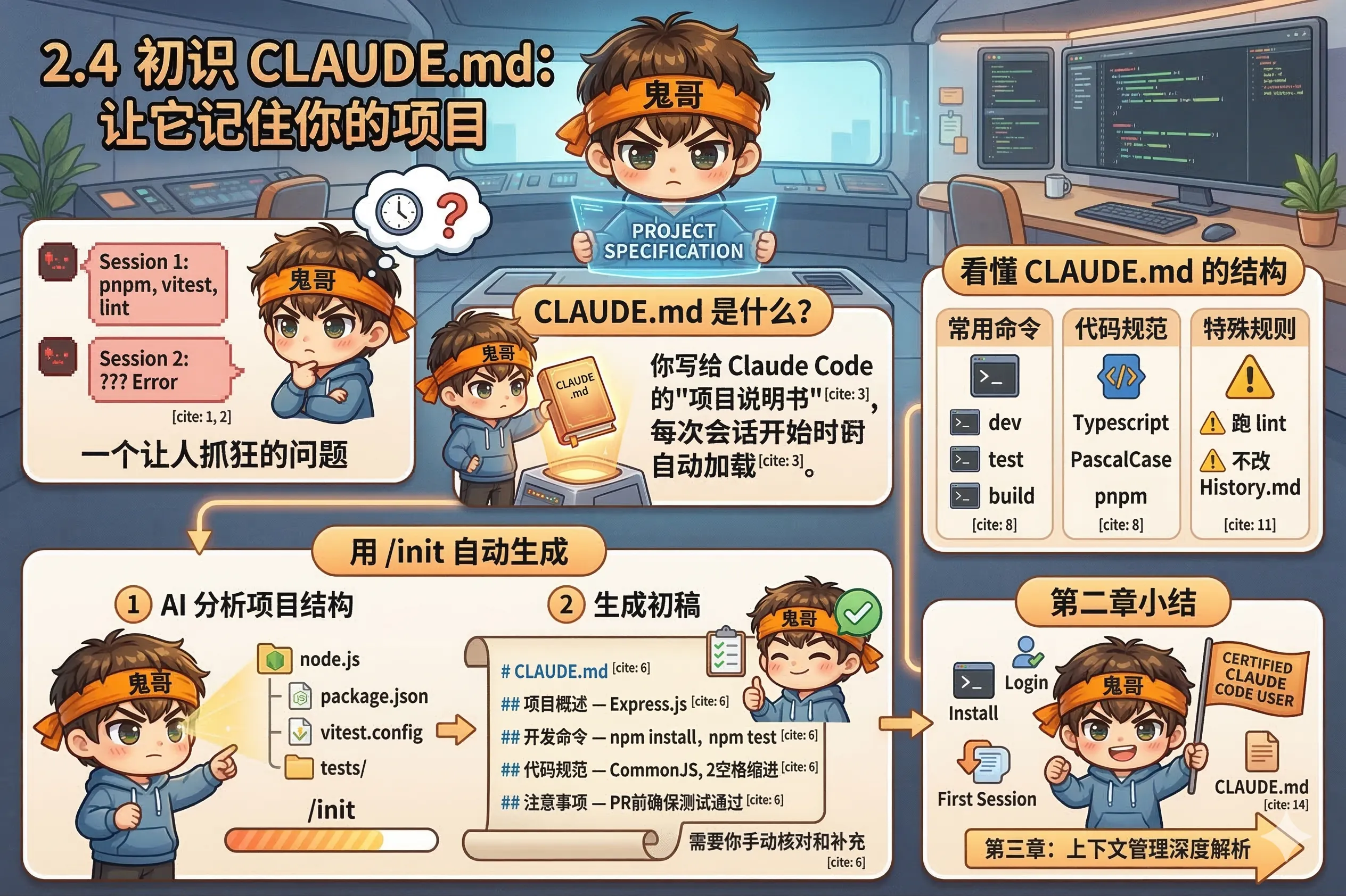 2.4 初识 CLAUDE.md:让它记住你的项目
