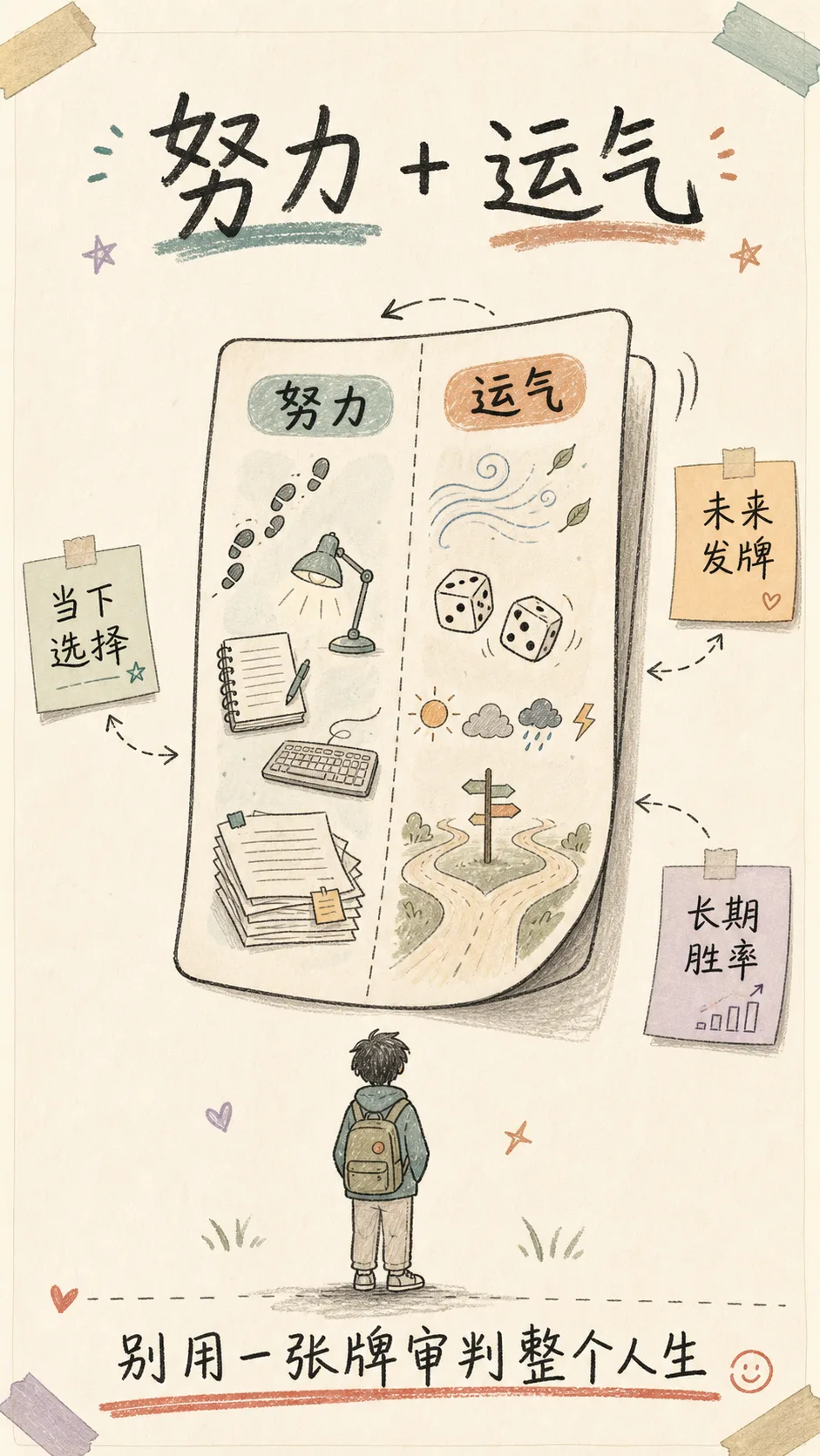 人生，只是努力和运气共同作用以后，翻出的那张牌